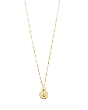 Argento Vivo Pear Shape Cubic Zirconia Disc Pendant Necklace in 14K Gold Plated Sterling Silver, 18-20