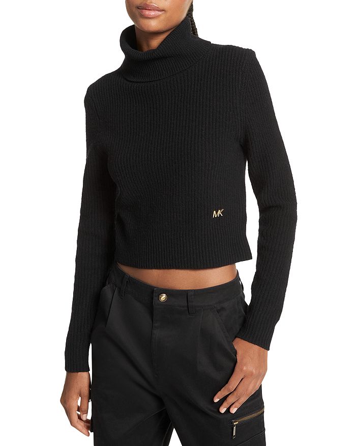 MICHAEL Michael Kors Wool & Cashmere Blend Turtleneck Cropped Sweater |  Bloomingdale's