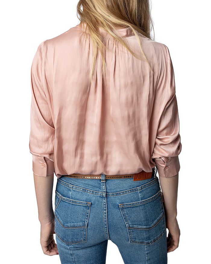 Zadig & Voltaire Gathered-detail Long-sleeve Blouse In Blush