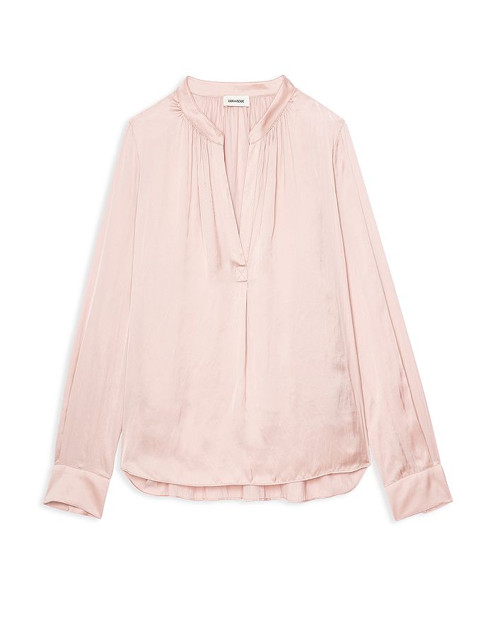 Zadig & Voltaire Gathered-detail Long-sleeve Blouse In Blush