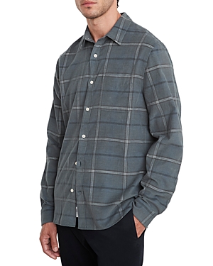 Vince Classic Fit Plaid Corduroy Button-up Shirt In Eucalyptus