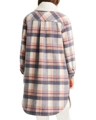Sherpa Trim Plaid Coat