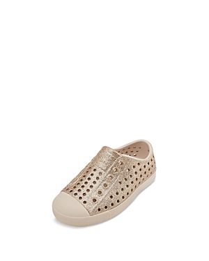 Native Girls' Jefferson Bling Glitter Waterproof Slip On Sneakers - Walker, Toddler, Little Kid In Rock Salt Bling/pink