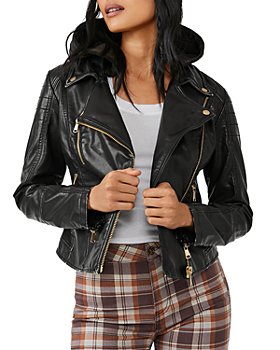 Free People - Harriet Vegan Leather Hooded Moto Jacket