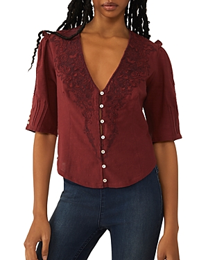 Free People Laurie Embroidered Blouse