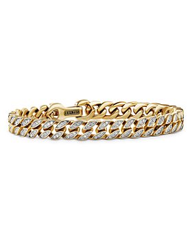 David Yurman - Men's 18K Yellow Gold Chain Diamond Pavé Curb Link Chain Bracelet