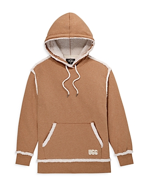 Shop Ugg Joanne Bonded Fleece Hooded Sweatshirt In Heather Camel