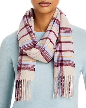C By Bloomingdale's Cashmere Plaid Cashmere Scarf - 100% Exclusive In Purple/cream