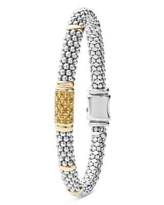 Sterling Silver & 18K Gold Signature Caviar Yellow Sapphire Station Bracelet