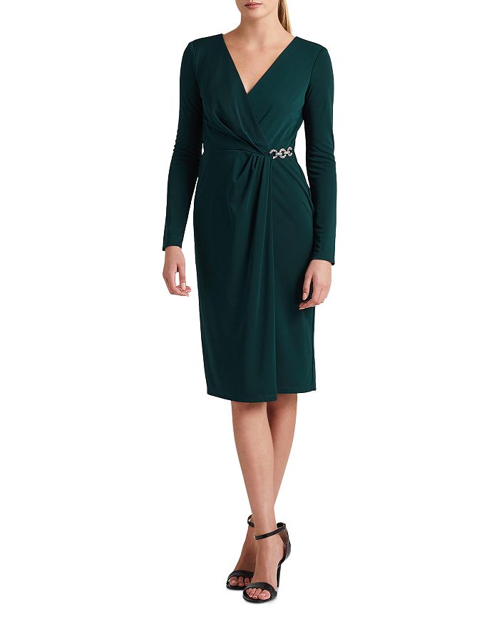 Ralph Lauren Embellished Wrap Front Cocktail Dress | Bloomingdale's