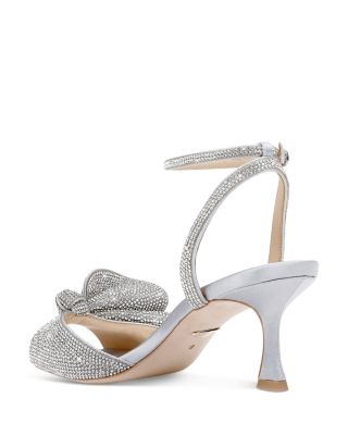 Women's Remi Almond Toe Rhinestone Ruffle Mid Heel Sandals