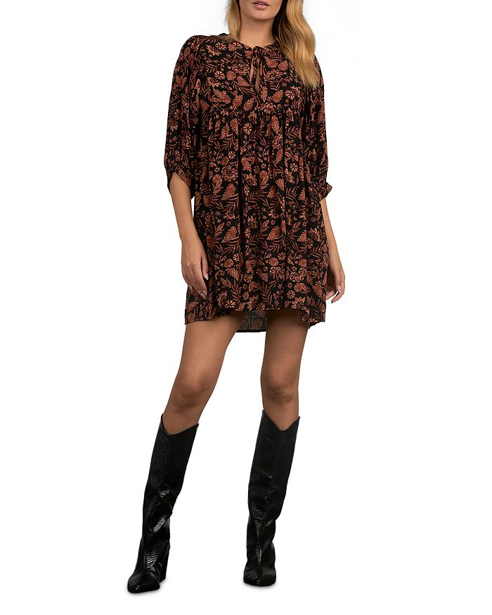 Elan Tie Neck Printed Dress Bloomingdale's