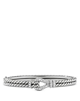 David Yurman - Sterling Silver Thoroughbred® Pavé Diamond Loop Bracelet, 5.5mm