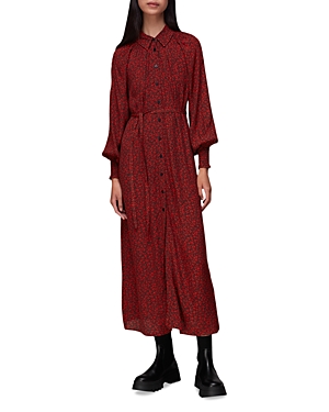 Whistles Pansy Dot Shirt Dress In Red/multi