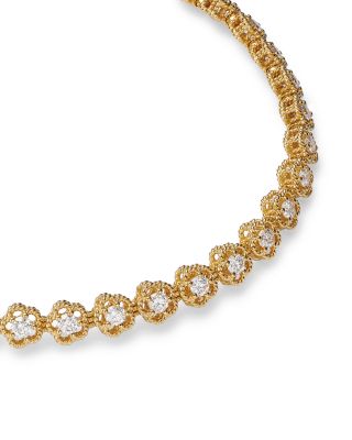 18K Yellow Gold Daisy Diamond Tennis Bracelet - Exclusive