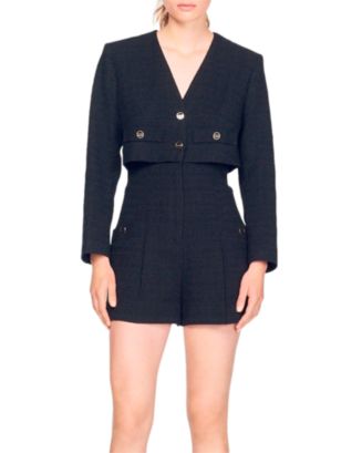 Sandro Seal Tweed Romper | Bloomingdale's