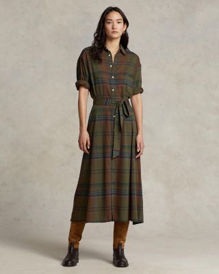 Ralph Lauren Plaid Belted Midi Shirt Dress | Bloomingdale's