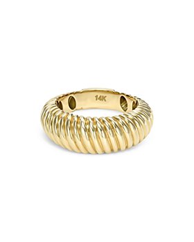 Zoe Lev - 14K Yellow Gold Ribbed Dome Ring