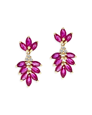 Bloomingdale's Ruby & Diamond Statement Earrings In 14k Yellow Gold - 100% Excluisve In Red/gold