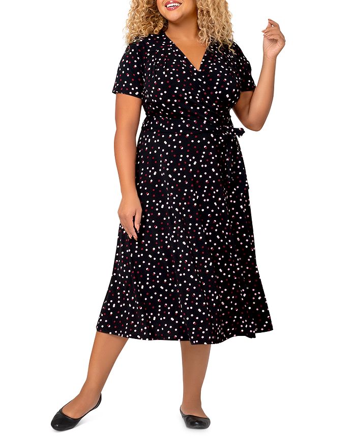 Leota Women's Francesca Floral Dot MIDI Dress Black Size 1X main image 1
