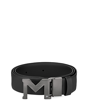 Montblanc Men's M Buckle Cut-to-size Leather Belt In Black