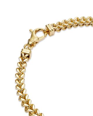 Men&#39;s Square Franco Link Chain Bracelet in 14K Yellow Gold 