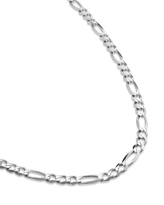 Men's Figaro Link Chain Necklace in 14K White Gold, 24" 