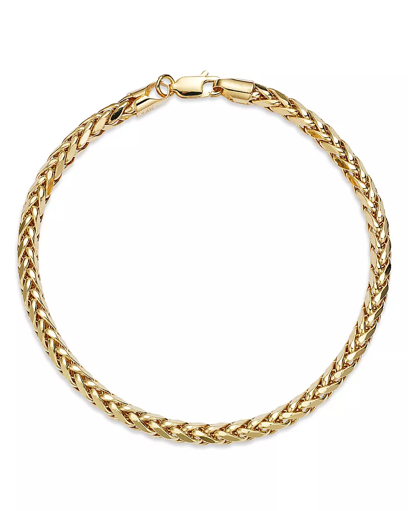 Bloomingdale's Fine Collection Men's Wheat Link Chain Bracelet in 14K Yellow Gold