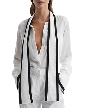 Reiss Calli Tux Blouse In Ivory