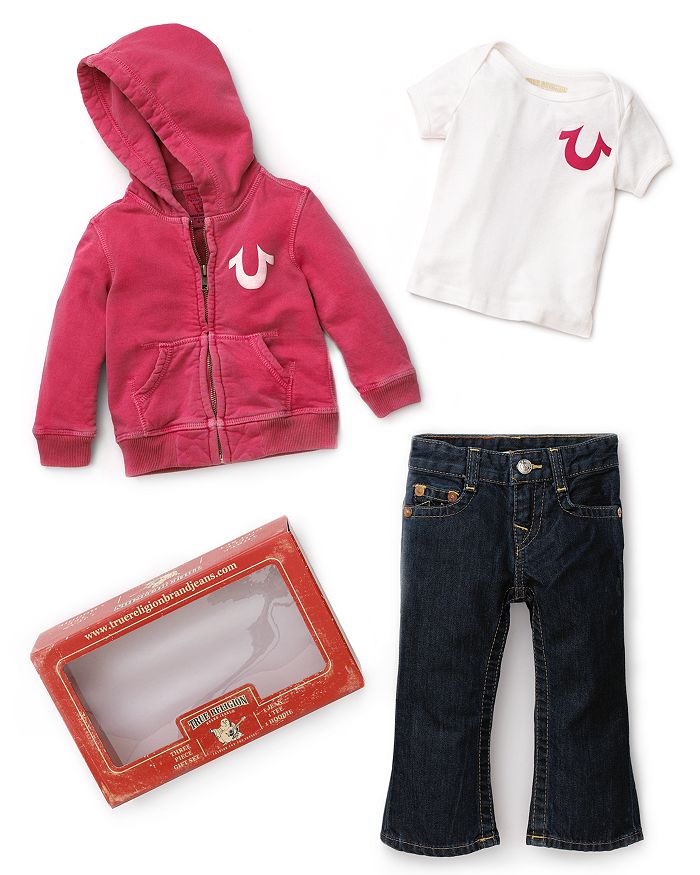 True Religion Infant Girls' Hoodie, Tee & Baby Billy 3 Piece Boxed Set