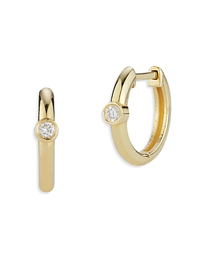 Moon & Meadow Diamond Bezel Huggie Hoop Earrings in 14K Yellow Gold, 0.06 ct. t.w.