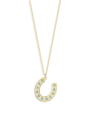 Moon & Meadow Turquoise Horseshoe Pendant Necklace in 14K Yellow Gold, 16