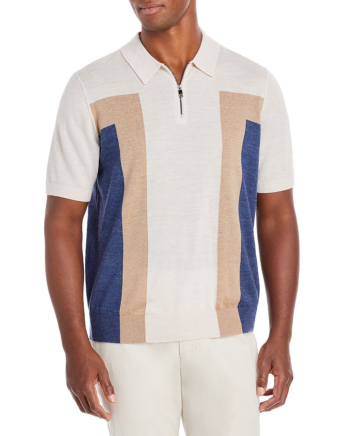 Ted Baker - Colorblocked Quarter Zip Polo