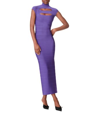 Hervé Léger - Icon Cap Sleeve Cut-Out Gown