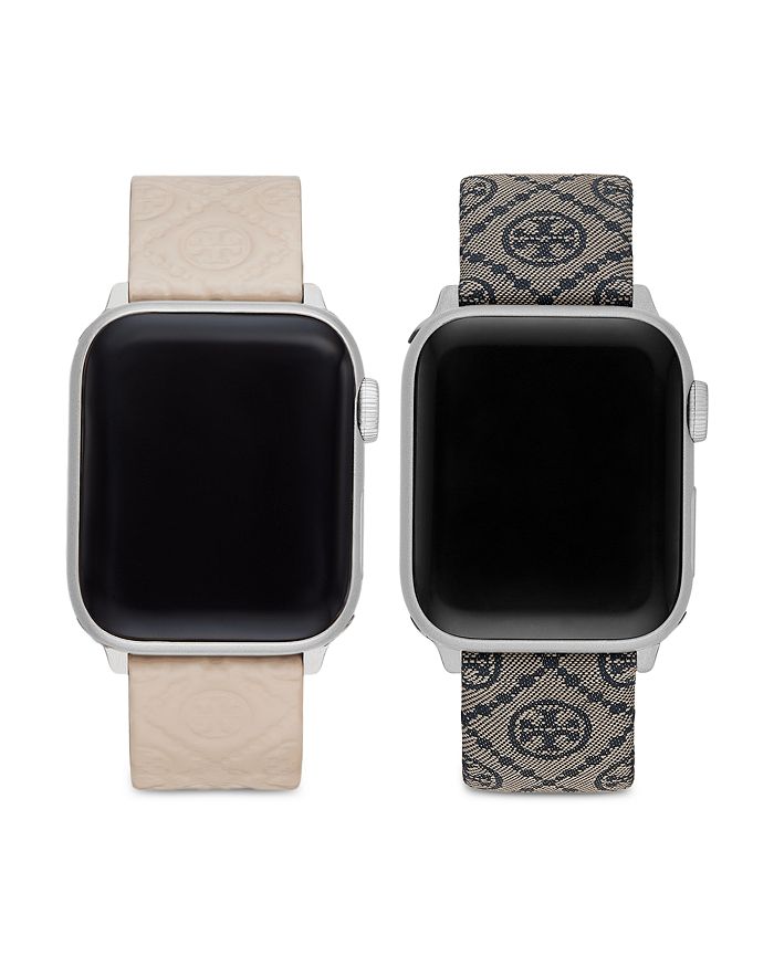 Tory Burch Apple Watch® T-Monogram Leather & Jacquard Strap Set, 38/40/41mm  | Bloomingdale's