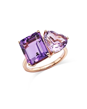 Bloomingdale's Amethyst & Pink Amethyst Ring In 14k Rose Gold - 100% Exclusive In Purple/rose Gold