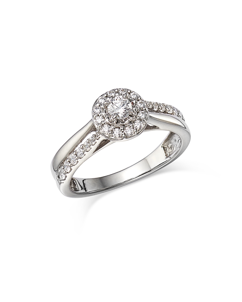 Bloomingdale's Diamond Halo Ring In 14k White Gold, 0.50 Ct. T. W. - Exclusive In White