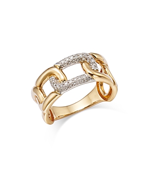 Bloomingdale's Diamond Paperclip Ring In 14k White & Yellow Gold, 0.20 Ct. T.w. - 100% Exclusive In White/gold