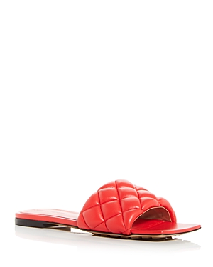 BOTTEGA VENETA WOMEN'S SQUARE TOE QUILTED SLIDE SANDALS