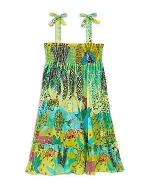 VILEBREQUIN GIRLS' SMOCKED ORGANIC COTTON JUNGLE PRINT DRESS