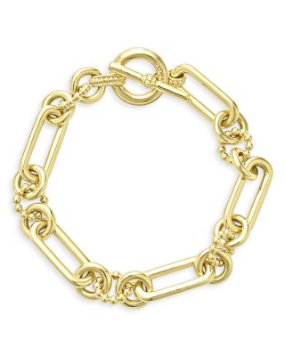 18K Yellow Gold Signature Caviar Fluted Oval Chain Bracelet, Medium