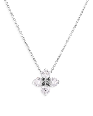 Shop Roberto Coin 18k White Gold Love In Verona Diamond Flower Pendant Necklace, 16-18
