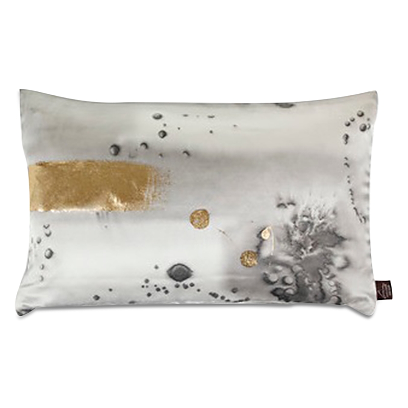 Aviva Stanoff Stardust Charcoal Gold Hand-Painted Silk Pillow, 12 x 20