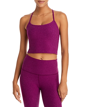 Beyond Yoga Space Dye Crop Tank In Aubergine Beet