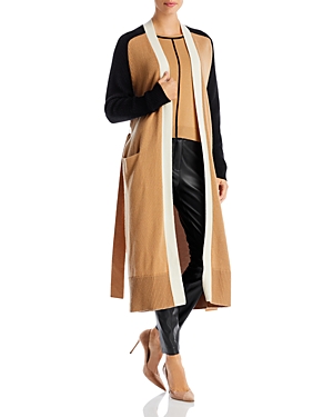 Hugo Boss Fodenia Block Colour Long Wrap Cardigan In Camel Fantasy