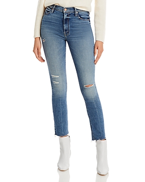 Mother The Dazzler Ripped Mid Rise Ankle Slim Jeans In Going In Circles
