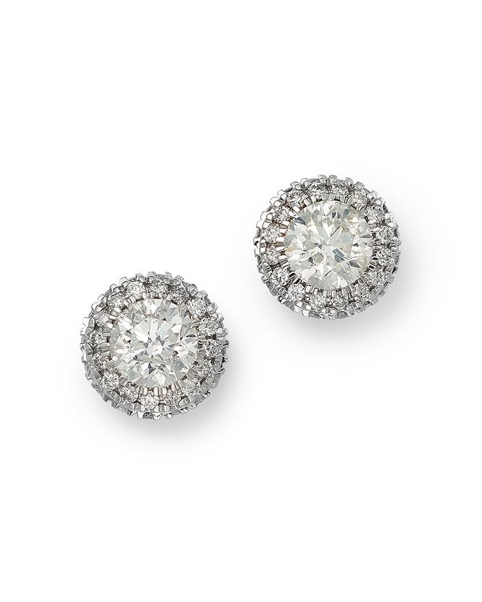 Bloomingdale's - Diamond Halo Stud Earrings in 14K White Gold, 2.0 ct. t.w. - 100% Exclusive