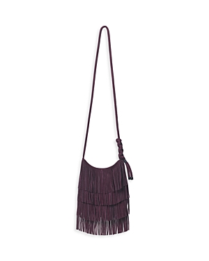 Callista Small Fringed Suede Crossbody In Berry