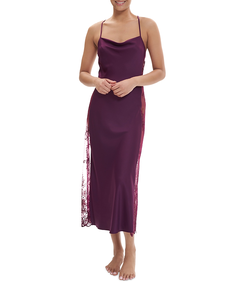 Rya Collection Darling Satin & Lace Nightgown In Aubergine