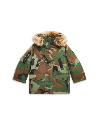 camo puffer jacket fur hood